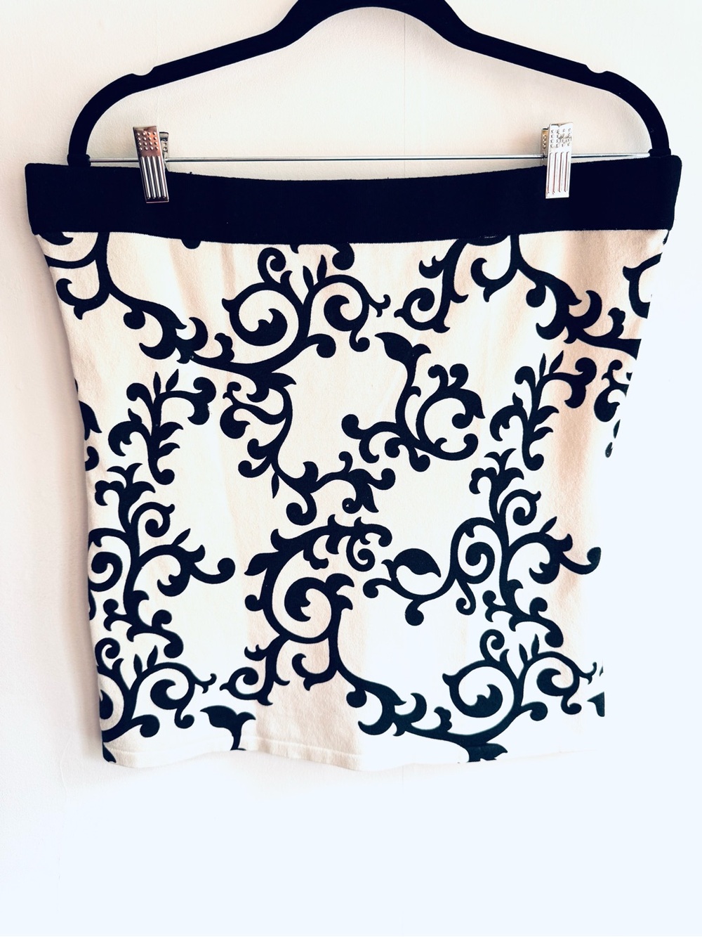 Black & White Silk Blend Strapless Top